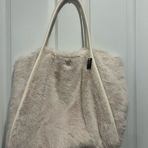 Victoria's Secret Plush Sherpa Faux Fur Winter Logo Tote Bag